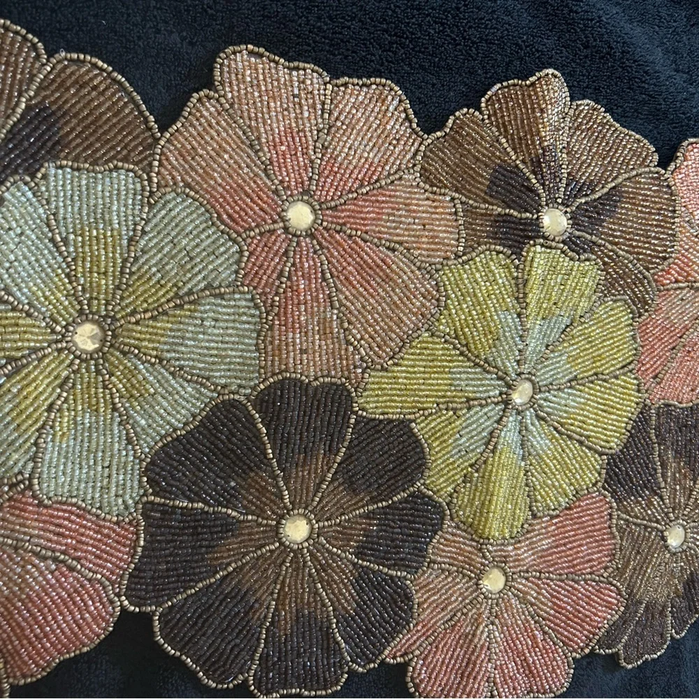 Pier 1 Imports Beaded Floral Table Runner